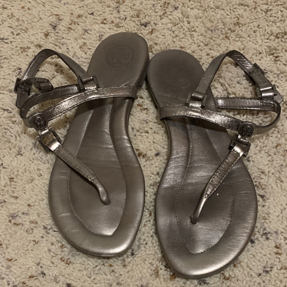 Tory Burch Silver Strappy Sandals